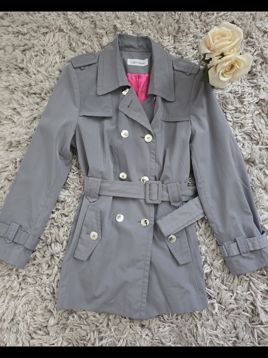 Calvin Klein Jackets & Blazers - Calvin Klein Gray Double-Breasted Trench Coat